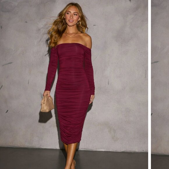 Vici Dresses & Skirts - Twas The Night Vici Off The Shoulder Midi Dress